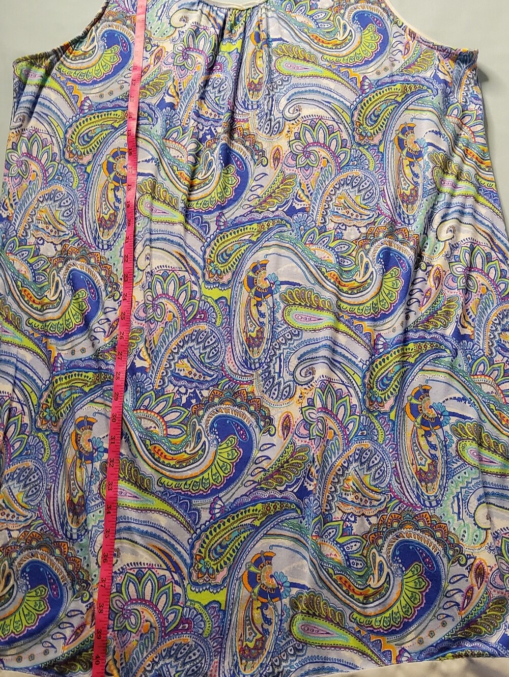 Ellen Tracy Sleeveless Paisley Sleepgown in Blue, Green & White 3X - Picture 3 of 9